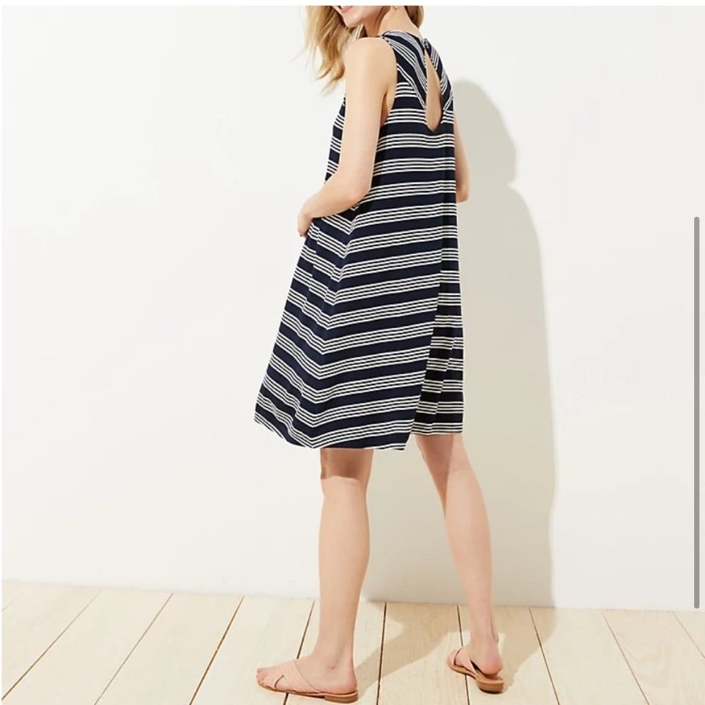 LOFT Navy and White Striped Sleeveless Dress Size M - Picture 7 of 8